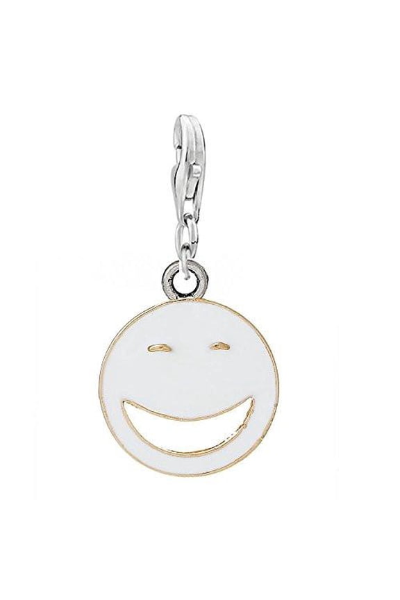 Smiling Face Clip On For Bracelet Charm Pendant for European Charm Jewelry w/ Lobster Clasp