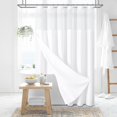 thumbnail image 1 of Dynamene Cortina De Ducha De Tela Con Forro A Presión Cortinas De Ducha De Hotel De Gofre Blanco Para Baño Juego De Forro De Cortina De Ducha De Tela Impermeable Lavable Con Ganchos De Plástico Ventan, 1 of 5