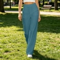 thumbnail image 5 of Womens Wide Leg Pants with Pockets High Waisted Casual Lounge Pants Work Office Pants | CSEONE,Navy L, 5 of 6