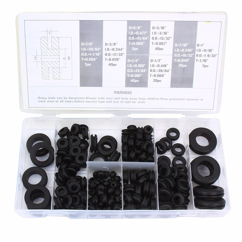 180 PC Rubber Grommet Assortment Kit Electrical Conductor Eyelet Ring Gasket Set 