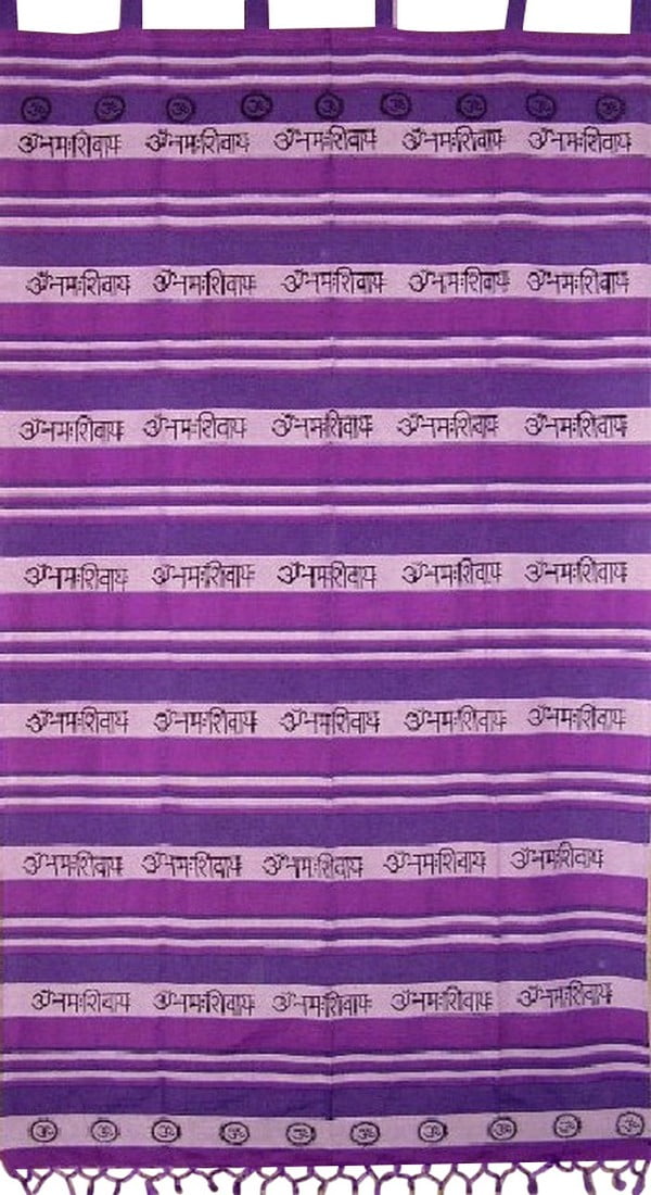 Om Tab Top Curtain Drape Panel Cotton 44" x 88" Purple 