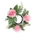 thumbnail image 4 of Candle Rings Wreaths Artificial Candle Wreath for Tabletop Halloween Wedding Pink, 4 of 8