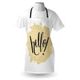 thumbnail image 4 of Hello Apron, Brush Pen Lettering in Mosaic Style Modern Design Background, Unisex Kitchen Bib with Adjustable Neck for Cooking Gardening, Adult Size, Black White Yellow, by Ambesonne, 4 of 4