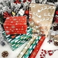 thumbnail image 2 of LDGOOAEL Mini Short Small Christmas Wrapping Paper Roll with Cut Lines on Reverse (17" X 120" Per Roll) - Navy Blue with Gold Foil Design for Holiday, Birthday, 2 of 5