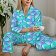 thumbnail image 6 of Pajama Sets for Women 2 Pcs, Pearl purple blue fish scales Button Down Long Sleeve Sleepwear Lounge PJ Sets, 6 of 6