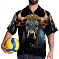 thumbnail image 4 of Taurus Constellation Men's Printed Button Down Short Sleeve Casual Summer Beach Shirt - Unisex, 4 of 6