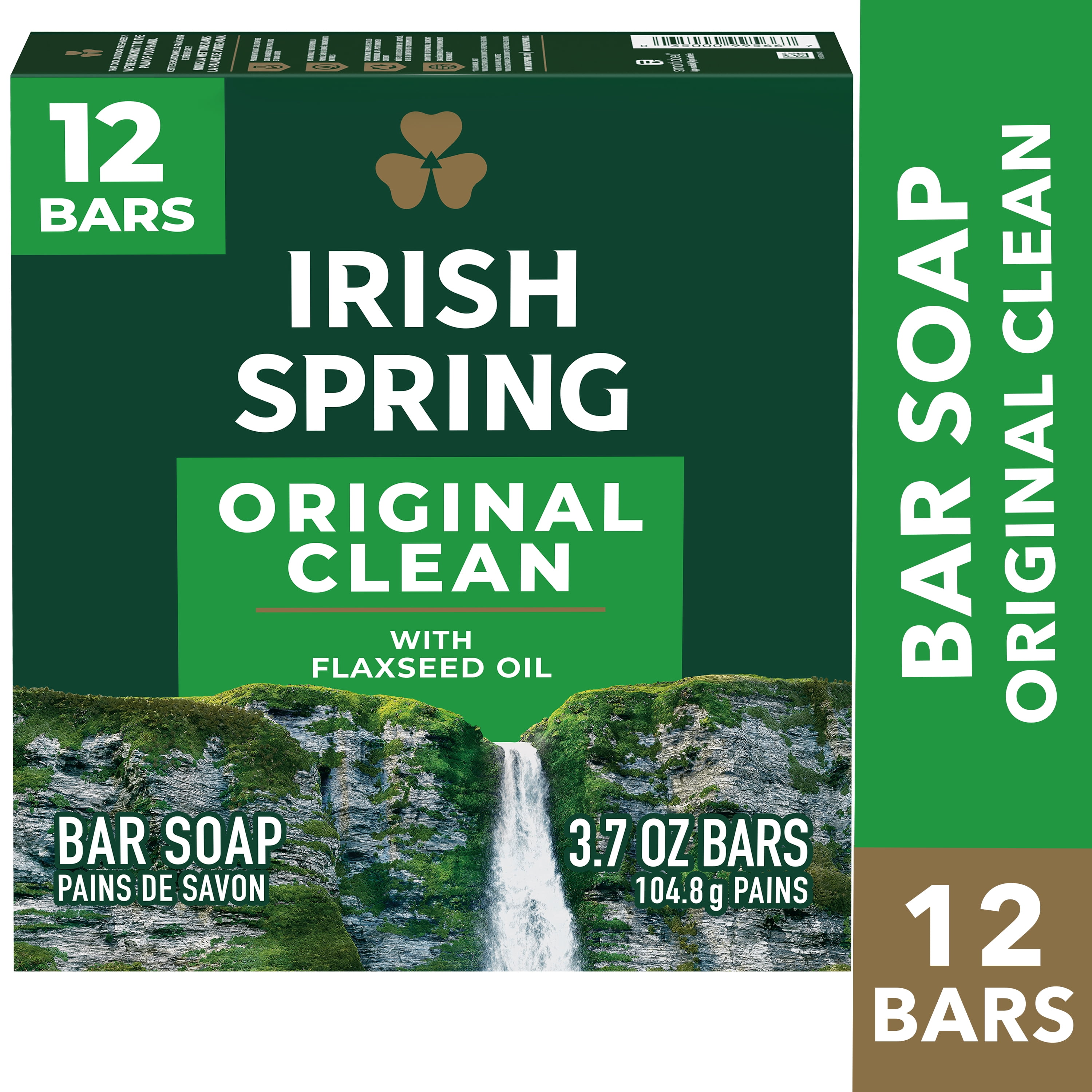Irish Spring Bar Soap for Men, Original Clean Deodorant Bar Soap, 3.7 Oz, 12 Pack