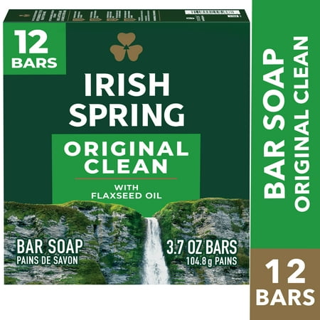 Irish Spring Bar Soap for Men, Original Clean Deodorant Bar Soap, 3.7 Oz, 12 Pack