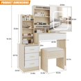 thumbnail image 2 of QinaQin Four-Drawer Dressing Table with a Power Outlet, a Sliding Mirror, and a Light, a Bedroom Dressing Table with a Stool, Open Shelves, and Three-Color Lighting Modes - Natural Wood Color, 2 of 7