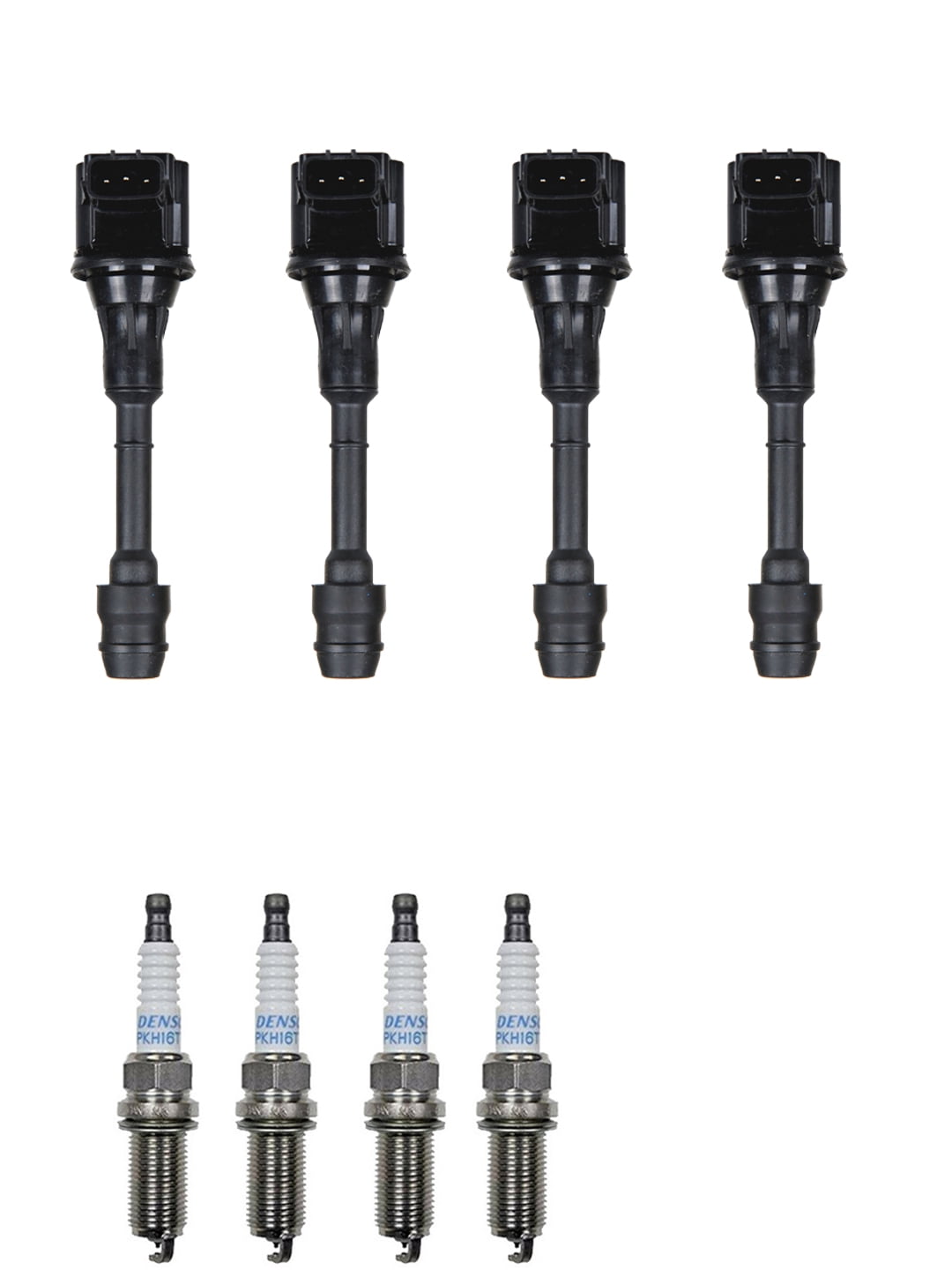 Set of 4 ISA Ignition Coils and 4 Denso Spark Plugs Compatible with