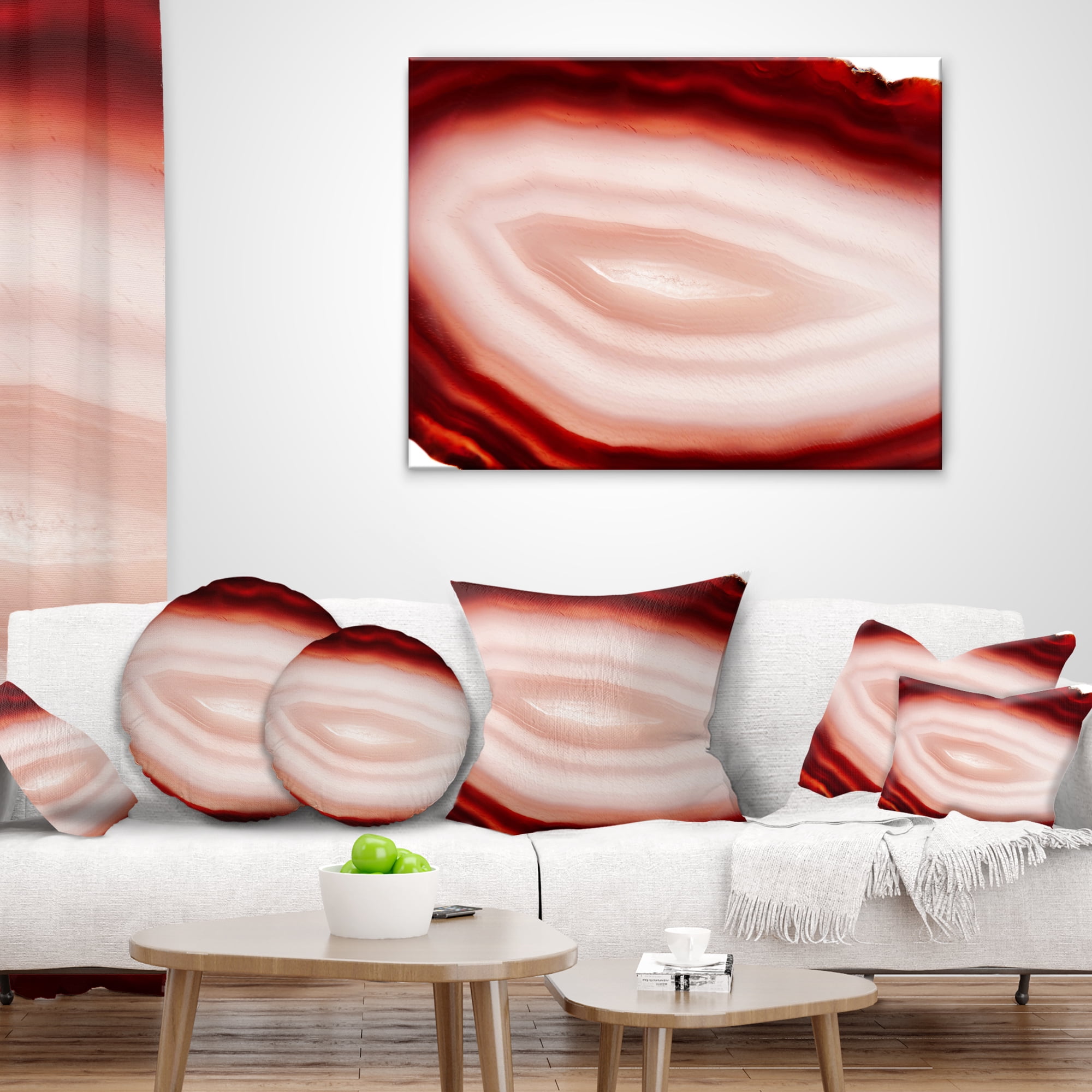 Designart Agate with Chalcedony Geological Crystal - Abstract Throw Pillow - 16x16