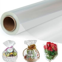 DELUXIS 100 ft x 17 in Clear Cellophane Roll 3 Mil Thick Clear Cellophane Wrap Transparent Cellophane Wrapping Paper for Gifts DIY Crafts