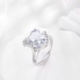 thumbnail image 5 of Juwaliy Silver Plated Women Ring White Cubic Zirconia Heart Rose Flower Solitaire Ring Bridal Jewelry Birthday Gift, 5 of 7