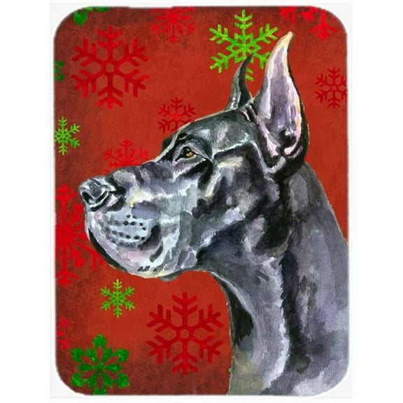 Black Great Dane Red Snowflakes Holiday Christmas Mouse Pad, Hot Pad & Trivet