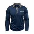 thumbnail image 4 of Zylanna Men's Long Sleeve Polo Shirts with Chest Pocket, Turndown Collar Slim Fit Solid Spring Fall Casual Pullover Tops for Man Dark Blue, 4 of 8
