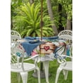 thumbnail image 2 of Spring Flowers Outdoor Tablecloth - 54 Inch Round Dining Table Cover, Farmhouse Watercolor Teal Wood Grain Waterproof Outdoor Table Cloth with Umbrella Hole & Zipper for Picnic/Patio/Party, 2 of 7