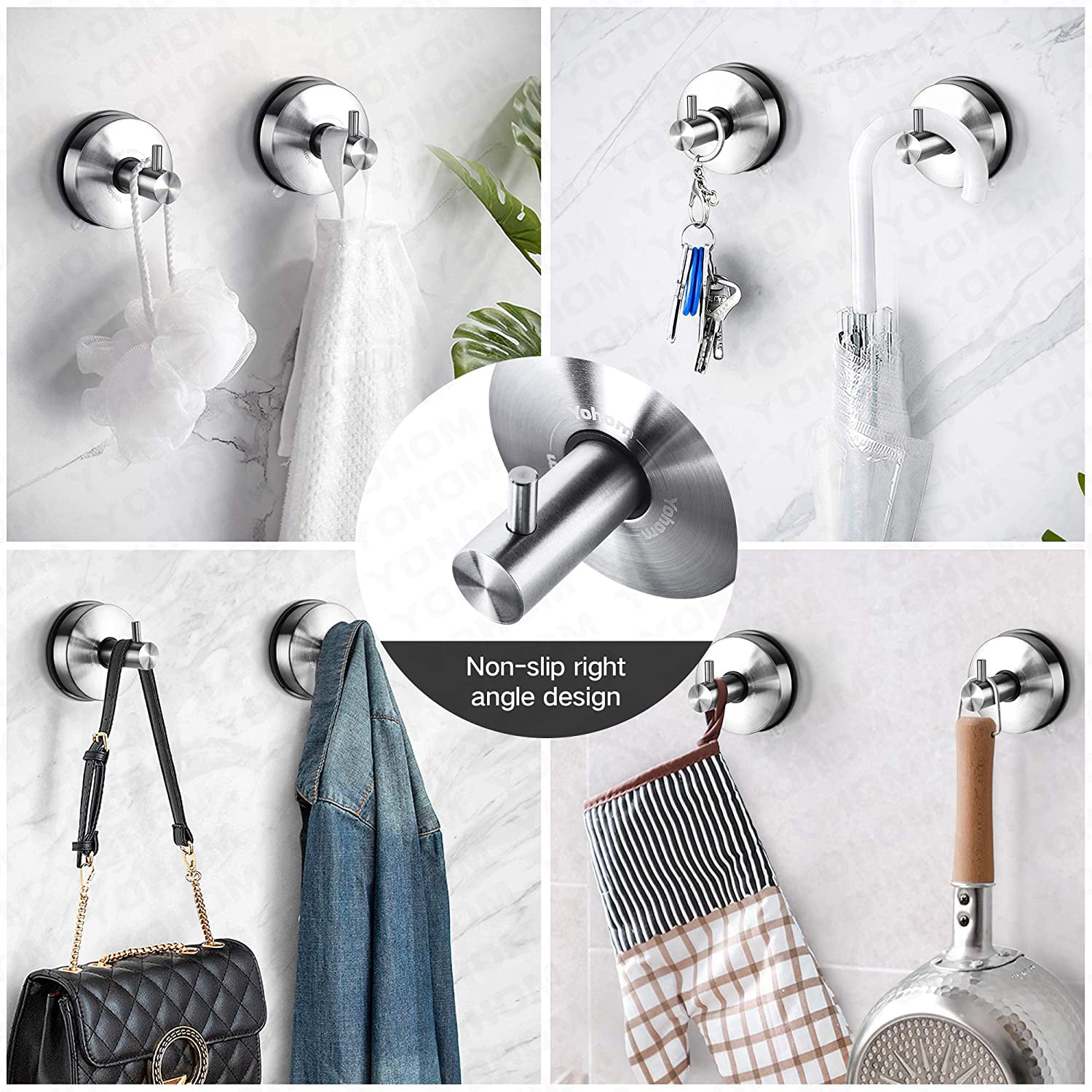 YOHOM 2Pcs Vacuum Suction Cup Hooks Holder Stick to Window Smooth Wall Shower 