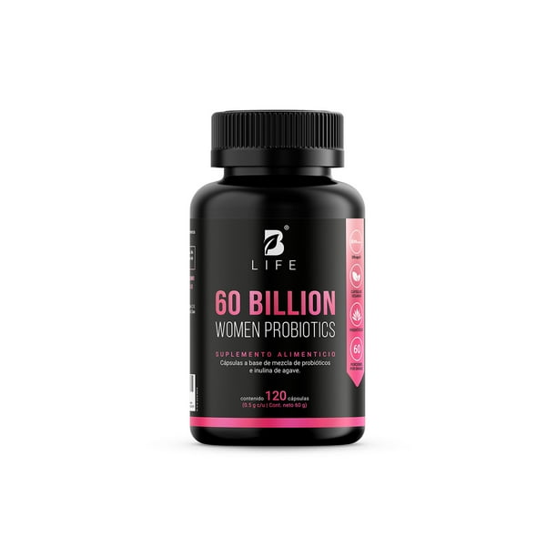 60 Billones De Probióticos Para Mujer | 120 Cápsulas | Adicionado Con Inulina De Agave | 12 Cepas | 60 Billion Women Probiotics | B Life.