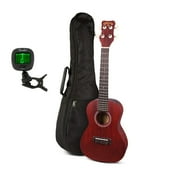 Kohala KO-C Kine’O Concert 4-String Right-Handed Ukulele with All Linden Wood Body and 19 Frets Bundle with Dual-Hinged Clip-On Tuner (Black) and Concert Ukulele Bag (Black) (3 Items)
