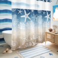 thumbnail image 5 of No Hook Shower Curtain, Blue Brown Ombre Coastal Shower Curtains for Bathroom with See Through Top Window, Sea Nautical Summer Beach Starfish Coral Waterproof & Washable Bath Curtain Long 72"x78", 5 of 9