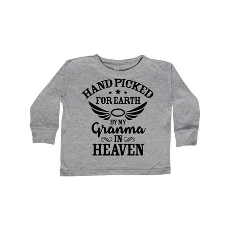 

Inktastic Handpicked for Earth By My Granma in Heaven with Angel Wings Gift Toddler Boy or Toddler Girl Long Sleeve T-Shirt