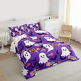 thumbnail image 3 of Feelyou Purple Gothic Haloween Bedding Comforter Set, Kawaii Cartoon Ghost Pumpkin Twin Comforter Sets, Groovy Daisy Flower Reversible Bedding Set, Breathable Home Decor, 2-Piece, 3 of 8
