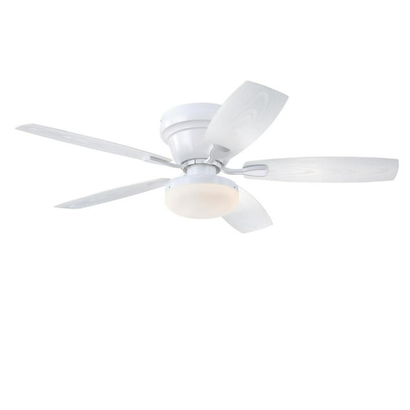 Westinghouse Lighting Contempra 52-Inch Indoor/Outdoor 5-Blade Matte White Ceiling Fan, Dimmable LED Light Fixture with Opal Frosted Glass, Remote Control Included