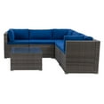 thumbnail image 1 of CorLiving Parksville 6-Piece Resin Wicker Rattand and Galvanized Steel Patio Sectional Set with Cushions and Square Coffee Table, Expandable, Outdoor Conversation Set, 1 of 9