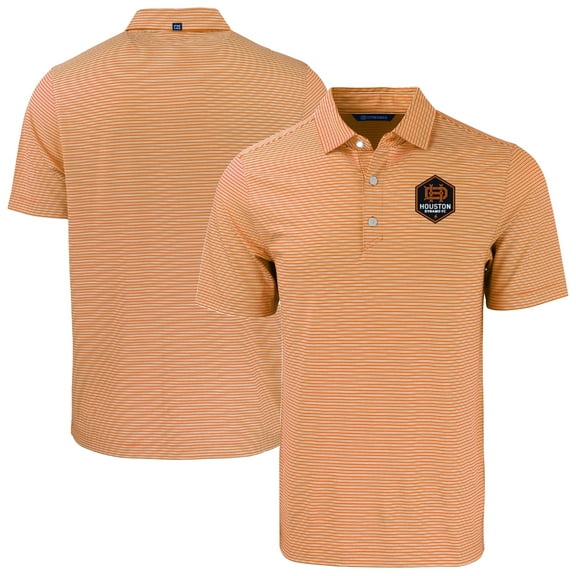 Men's Cutter & Buck Orange/ Houston Dynamo FC Forge Eco Double Stripe Stretch Recycled Tri-Blend Polo