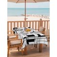 thumbnail image 2 of Outdoor Tablecloth with Umbrella Hole for Patio/Picnic/Party/Camping, Black Geometric Waterproof Table Cloth Rectangle Table Cover Washable, Modern Abstract Art Stripes (52"x 70"), 2 of 8