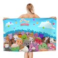 thumbnail image 1 of Squishmallow Toalla de playa de secado rápido con diseño temático, regalo para mujeres y niñas, ideal para cumpleaños, fans, amantes de la música, uso en la playa o al aire libre, 78 × 150 cm, 1 of 6