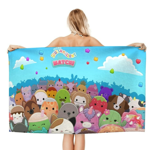 Squishmallow Toalla de playa de secado rápido con diseño temático, regalo para mujeres y niñas, ideal para cumpleaños, fans, amantes de la música, uso en la playa o al aire libre, 78 × 150 cm