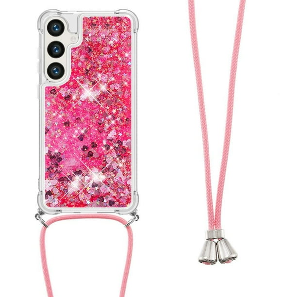 Funda FOXDOCK para Samsung Galaxy S25 con Cuerda Ajustable, Brillo Líquido, Protección Antigolpes y Lente – Ideal para Regalo