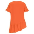 thumbnail image 5 of BRGZLK Womens Shorts Sleeve Tops Summer Solid Color Ruffle Sleeve Asymmetric Flowing Hem Round Neck Dressy Casual Tops 2026 Trendy Vacation Clothes Orange XL, 5 of 5