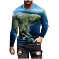 thumbnail image 2 of TIMIFIS T-Shirts pour Hommes à Imprimé Graphique à Manches Longues T-Shirt à Imprimé Hauts Quotidiens Basique Élégant Col Rond-Bluefall, 2 of 5