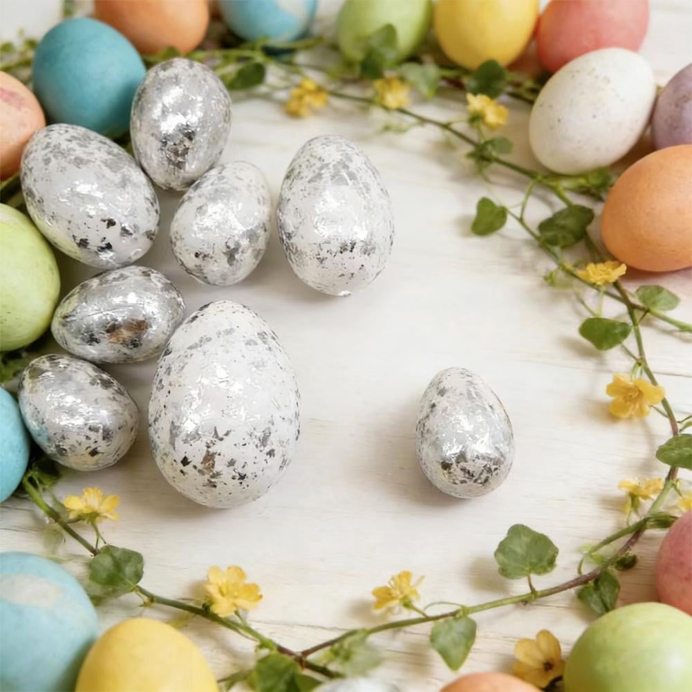 Easter Eggs Ornaments for Tree,10PCS Foam Easter Eggs Decorations,Easters Speckled Egg,Glitter Faux Egg for Easters Spring Display DIY Craft Home Bowl Fillers Decoration