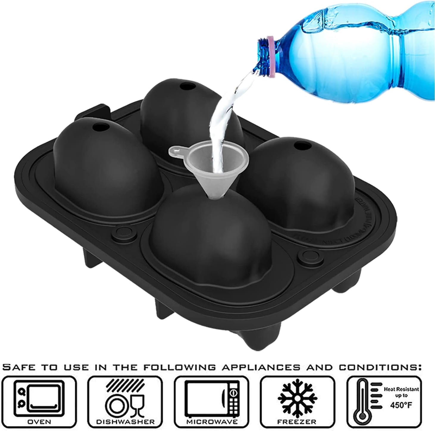 Large Skull Ice Mold - 4 Cavity Silicone Skull Ice Maker - Ice Cube Tray for Whiskey, Bourbon, Cocktails and Juice