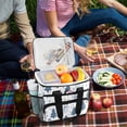 thumbnail image 5 of FORMRS Insulated Cooler Bag 24 Cans Capacity Soft Leakproof Lunch Box with Side Pockets, Blue Cute Snowmen, 5 of 7