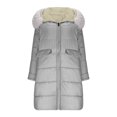 thumbnail image 5 of Women's Mid-Length Hooded Cotton Coat, Faux Fur Trim Parka, Long Sleeve Quilted Jacket, Casual Streetwear Coat, Drawstring Waist Puffer Coat, Cold Weather Outerwear Silver, 5 of 6
