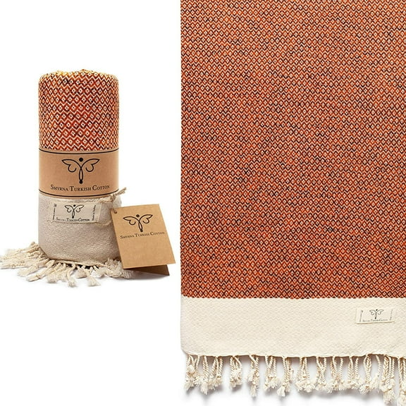 Smyrna Turkish Cotton Bath Towels 100% Natural Cotton, 37"x71" Versatile Bath Towels for Bathroom, Hotel, SPA Ultra Soft, Absorbent, Prewashed and Quick Dry Turkish Bath Towels Orange, 37x71