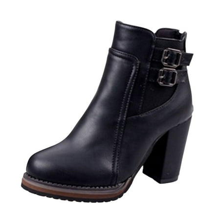 GHSOHS Cowboy Boots for Women Lace Up Boots Ankle Boots Shoes Waterproof Sneakers Women Fall Winter New Women Heel Belt High Heel Elastic Ankle Boots Western Cowgirl Boots Size 35
