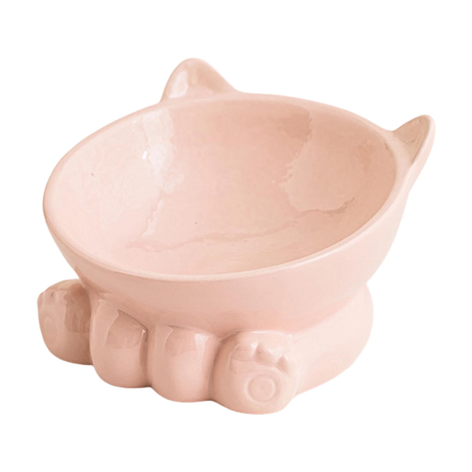 Cute Anti-Choke Cat Bowl with Cervical Spine Protection, Non-Spill and Non-Tip Design, Prevents Black Chin, Ceramic Material