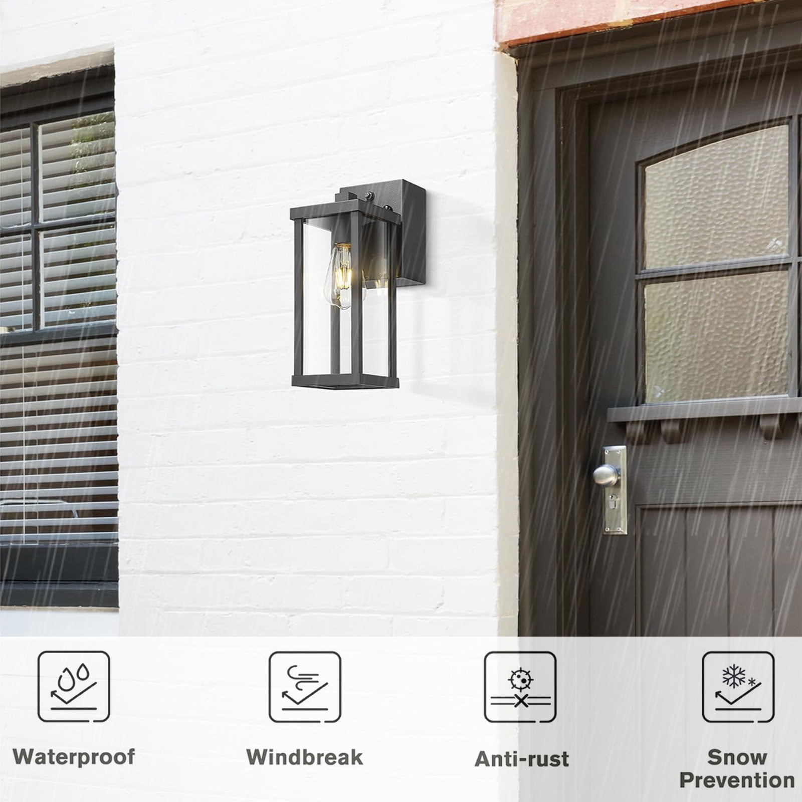 Porch Light With GFCI Outlet Dusk To Dawn Outdoor Light Exterior Lighting Fixtures Wall Mount For House Patio Garage Hallway,1 Pack
