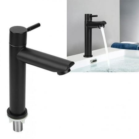 

LYUMO Basin Faucet Bathroom Faucet G1/2in Stainless Steel Washbasin Single Cold Faucet Water Tap for Bathroom Toilet Black