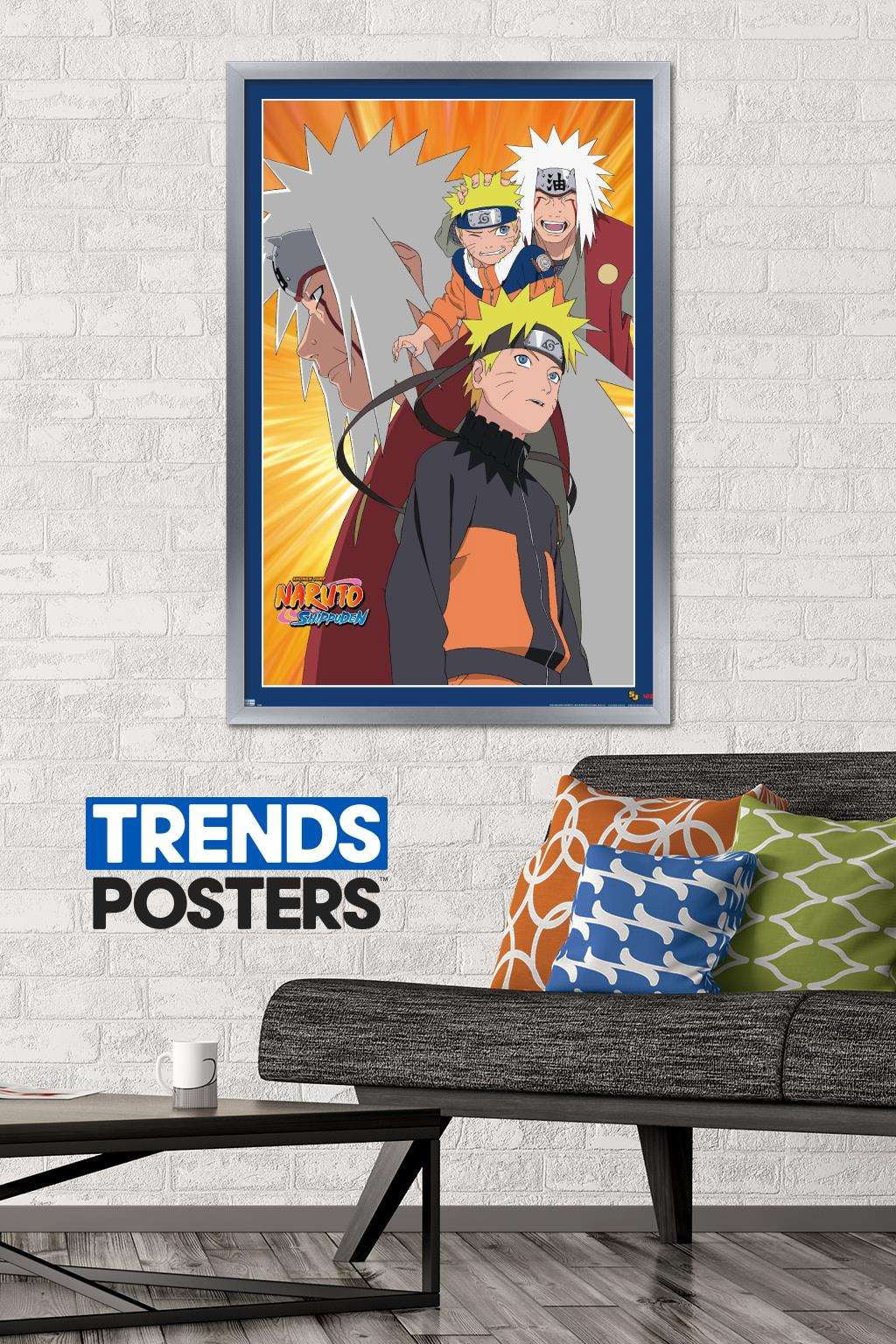 Naruto - Naruto and Jiraiya Wall Poster, 22.375" x 34", Framed
