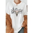 thumbnail image 2 of Longhorn Skull Western Desert Scene Graphic Tee T-Shirt, 2 of 5