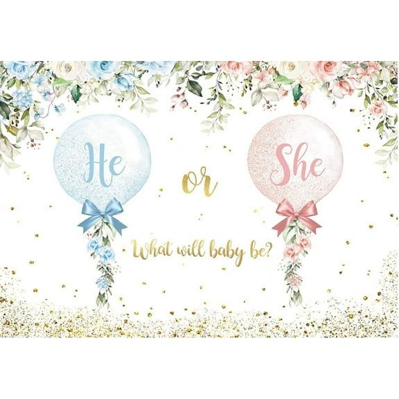 Gender Disclosure Party Background Boys or Backdrop Blue Pink Banner What Will Baby Be Baby Shower Photography ration