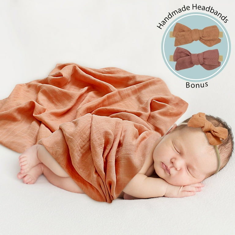 LifeTree 4 Pack Muslin Swaddle Blankets, Soft Solid Baby Swaddle Blankets  Muslin Receiving Blanket Wrap for Boys & Girls, Large 47 x 47 inches,  Earthy