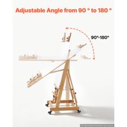 KFFKFF Studio H-Frame Easel for Artists, Supports One or Two Canvases up to 78.74 Inches, Adjustable Height and Angle, Foldable Design with Swivel Wheels, Crafted from Solid Beech Wood,Natural Finish