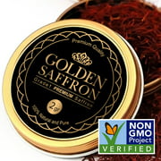 Golden Saffron, Finest Pure Premium All Red Saffron Threads, Grade A  Super Negin, Non-GMO Verified. For Tea, Paella, Rice, Desserts, Golden Milk and Risotto (2 Grams)